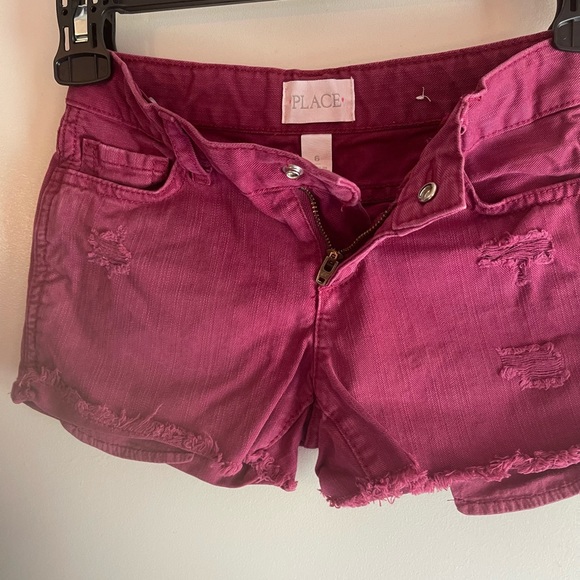 Children’s Place Distressed Shorts - Burgundy (Plum) Size 6 Shorts - Picture 6 of 10